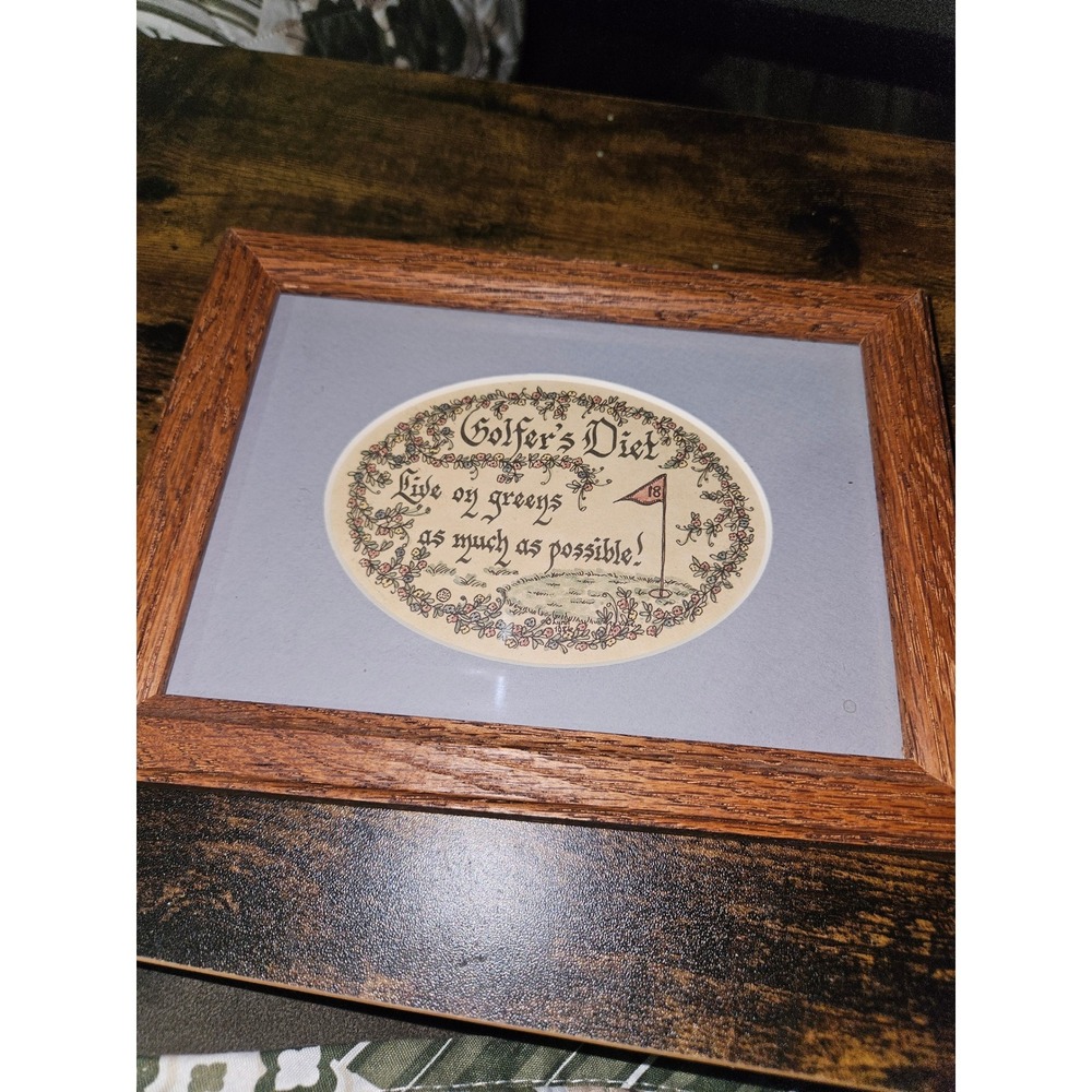 Creative Calligraphy Golfers Diet Framed Art Wood Frame Made in USA Golf Decor